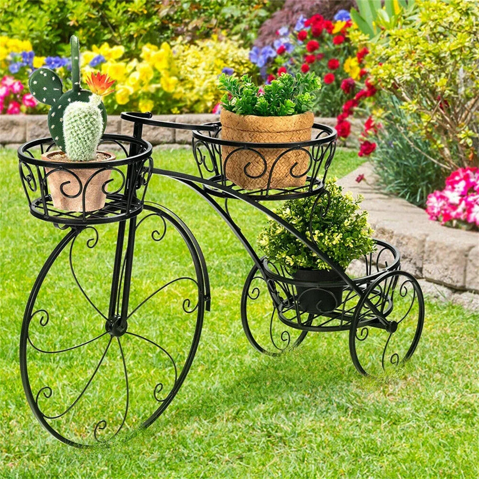 Bicycle Planter Metal Plant Stand Garden Bike Flower Pot Cart Holder Basket Deco