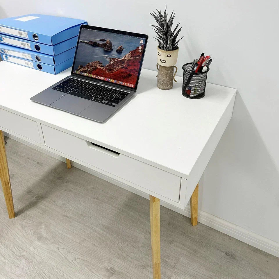 Wooden Computer Desk Dressing Table Home Office Study Bedroom With Drawers White