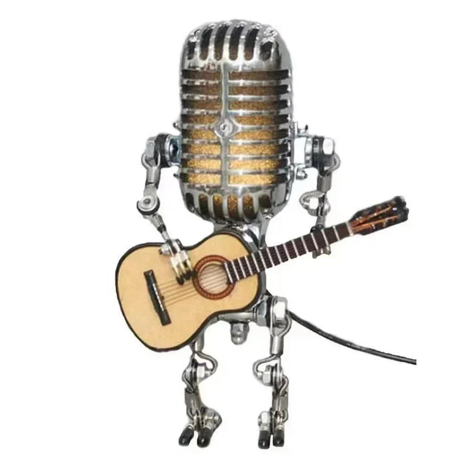 Retro Microphone Robot Desk Lamp LED Table Light Steampunk Ornament Decor Gifts