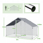 Walk In Chicken Run Galvanized Chicken Coop Hen House w/ Water-Resist Cover
