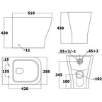 500mm Bathroom Toilet Soft Close Seat Back To Wall Cistern Furniture Unit White