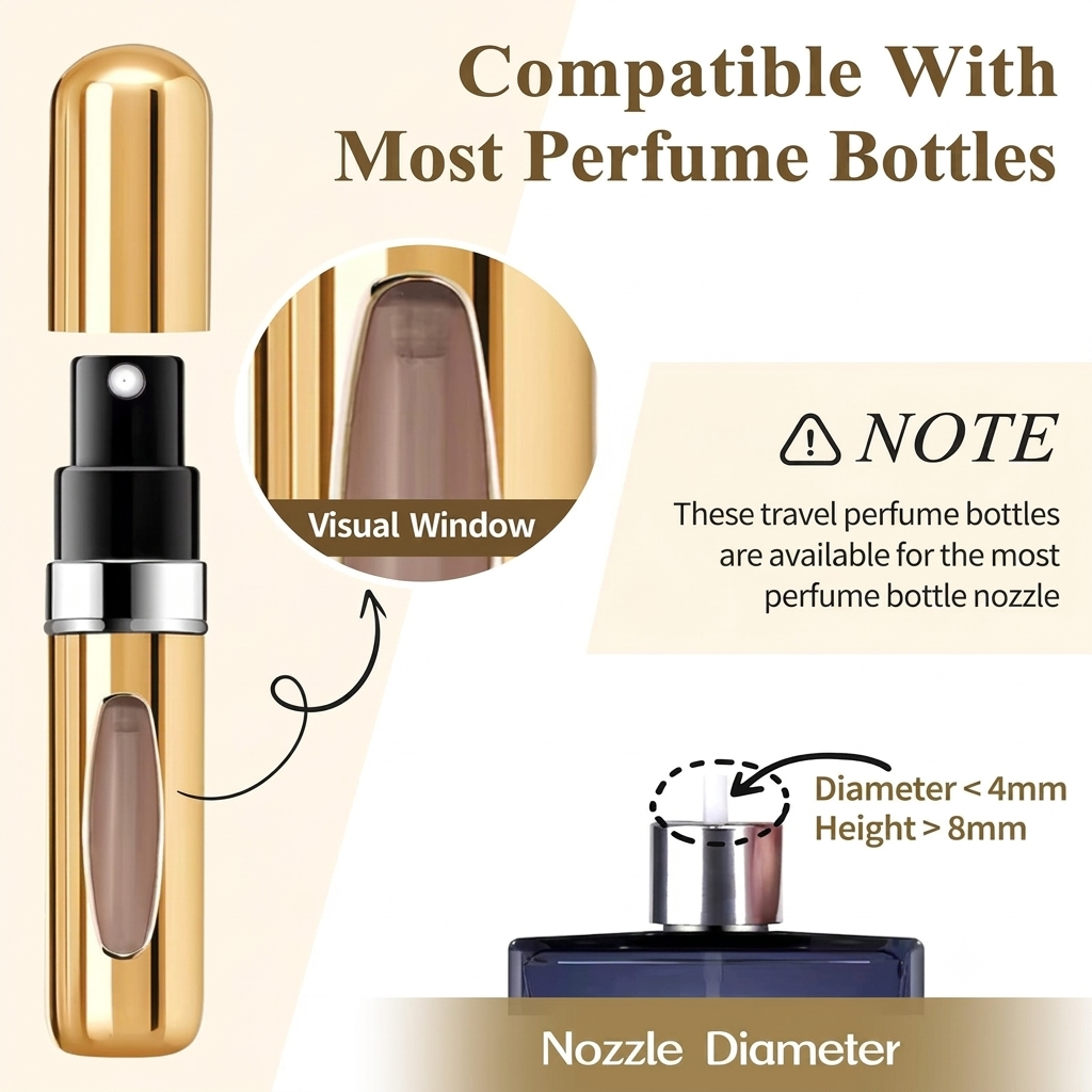 5ml Portable Perfume Atomizer Refillable Spray Bottle | Travel Mini Fragrance Container