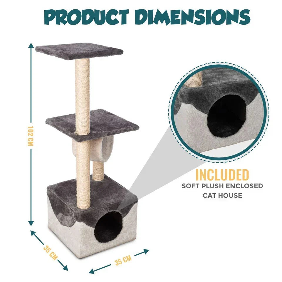 Cat Tree Scratching Tower House Activity Center Post Climbing Hammock