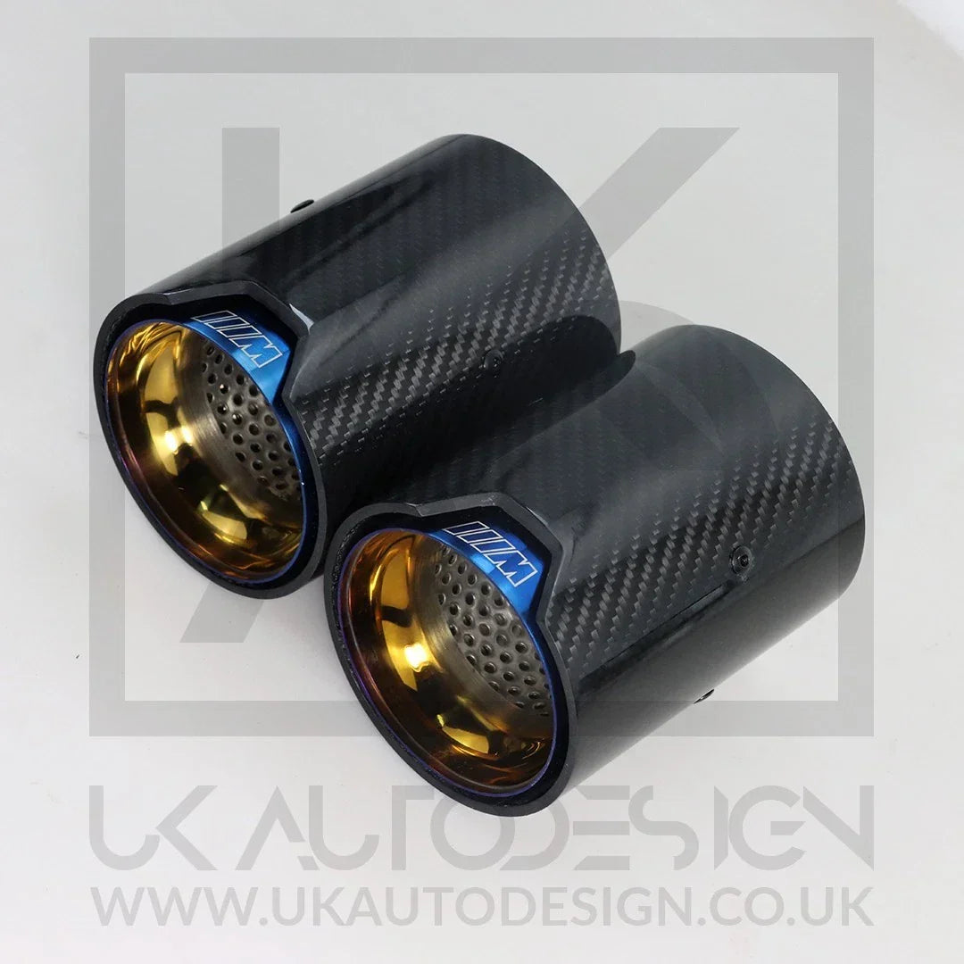 2 x BMW M135i/M140i/M235i/M240i MP Blue Carbon Fibre Exhaust Tip F20/F21/F22/F23