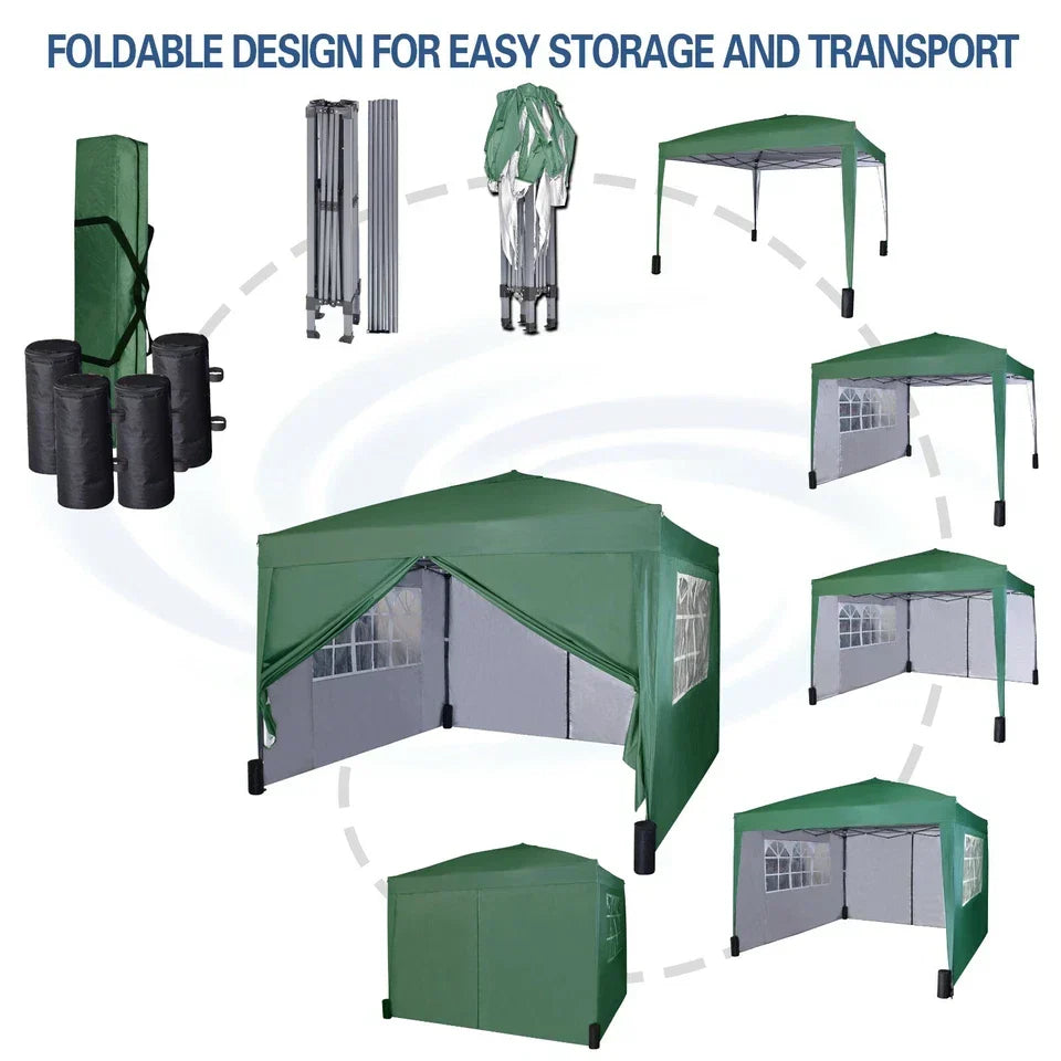 3x3m Pop up Heavy Duty Gazebo With Sides And Weight bags