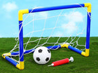 2 x Childrens Football Soccer Goals, Ball, Pump Posts & Nets Indoor Outdoor Set