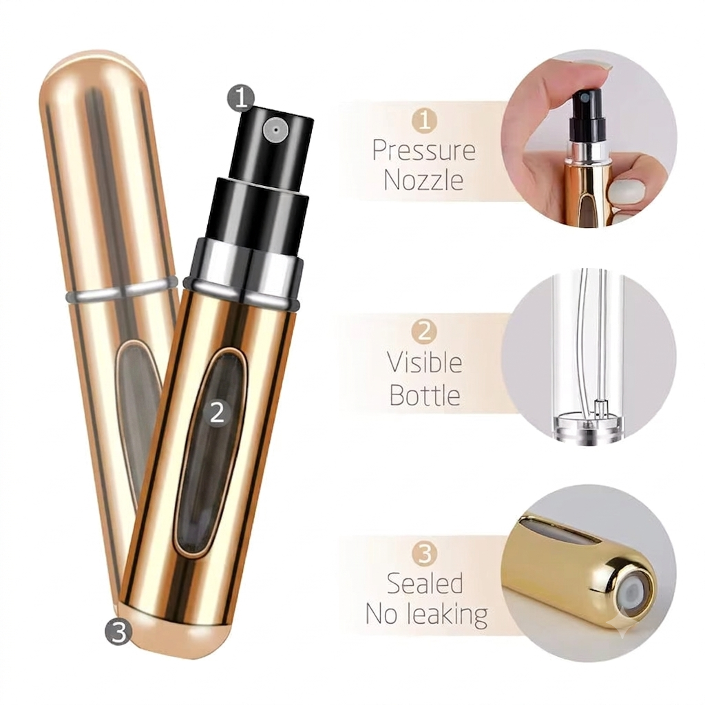 5ml Portable Perfume Atomizer Refillable Spray Bottle | Travel Mini Fragrance Container