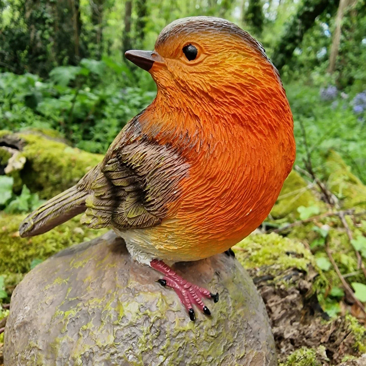 Robin on a Stone Resin Garden Ornament Resin Bird Sculpture Figurine