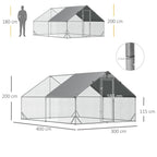 Walk In Chicken Run Galvanized Chicken Coop Hen House w/ Water-Resist Cover