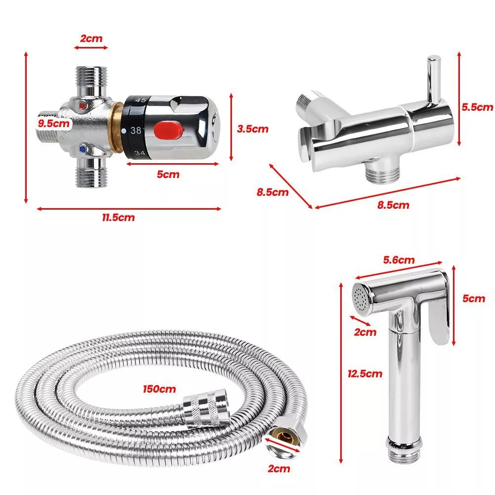 Thermostatic Mixer Valve Toilet Shower Head Bidet Spray Muslim Shower Shattaf UK