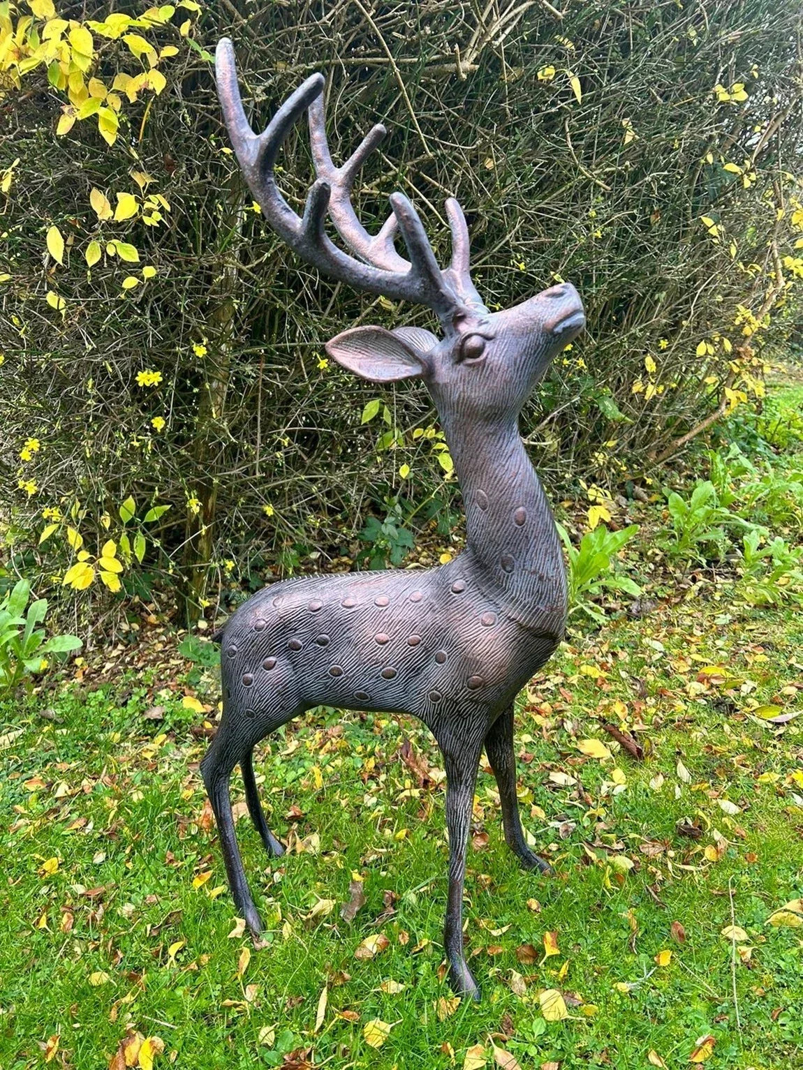 Aluminium Stag Garden Sculpture Ornament Cast Aluminium With Aged Finish