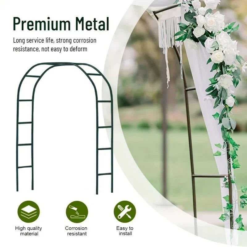 1Pc, Metal Garden Arch, 100Inch Large Size Heavy Duty Steel Frame Garden Arch