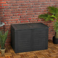 Garden Storage Box Deck Chest 190L Wood Structure Lockable Patio Balcony Grey