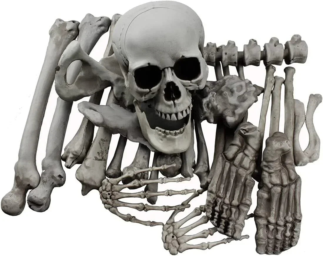 28PCS Bag of Bones Human Skull Skeleton Halloween Scary Pirate Party Decoration