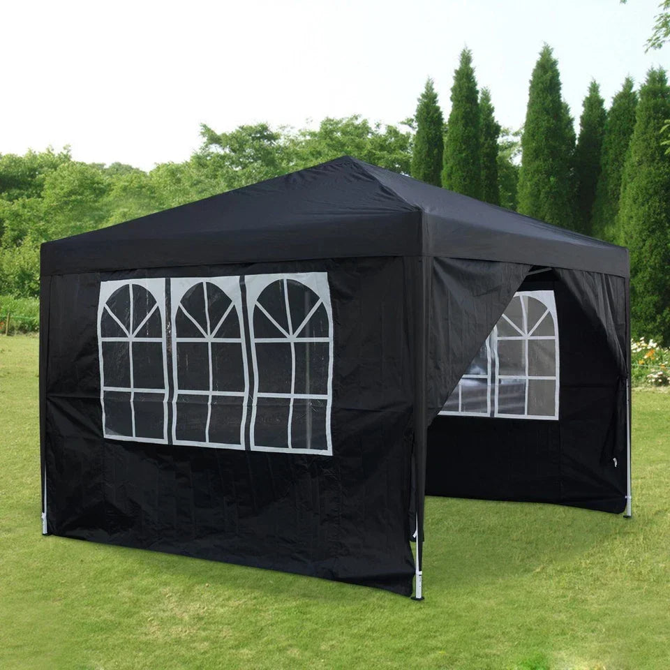 3x3M Heavy Duty Gazebo Marquee Popup Water- proof Garden Party Tent 4 WallSides