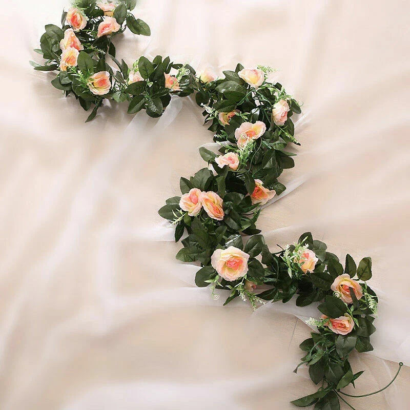 2.5m Artificial Flower Silk Rose Leaf Garland Vine Ivy Home Wedding Garden