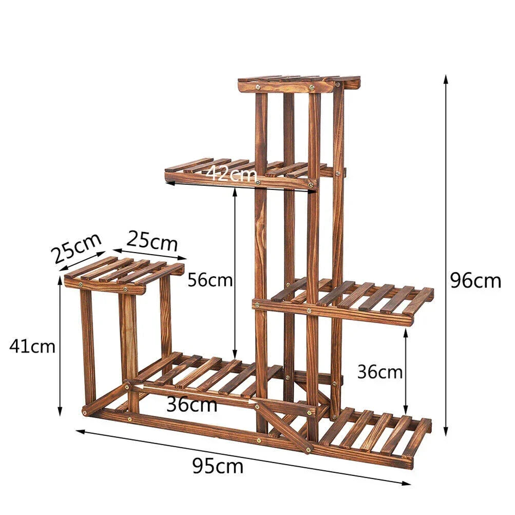 Wood Flower Display Plant Stand 5 Tier Corner Shelf Storage Rack Indoor Outdoor