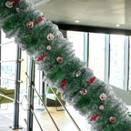 9ft Christmas Garland Snow Flocked With Lights Pinecones Berries Wreath Bushy