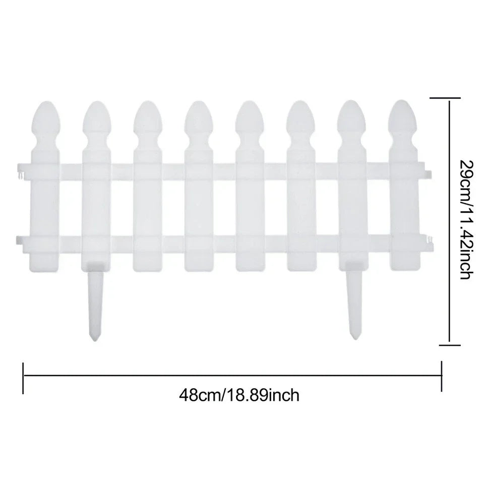 4,8,12 PCS White Plastic Picket Fencing Wooden Effect Lawn Border Edge Garden Edging