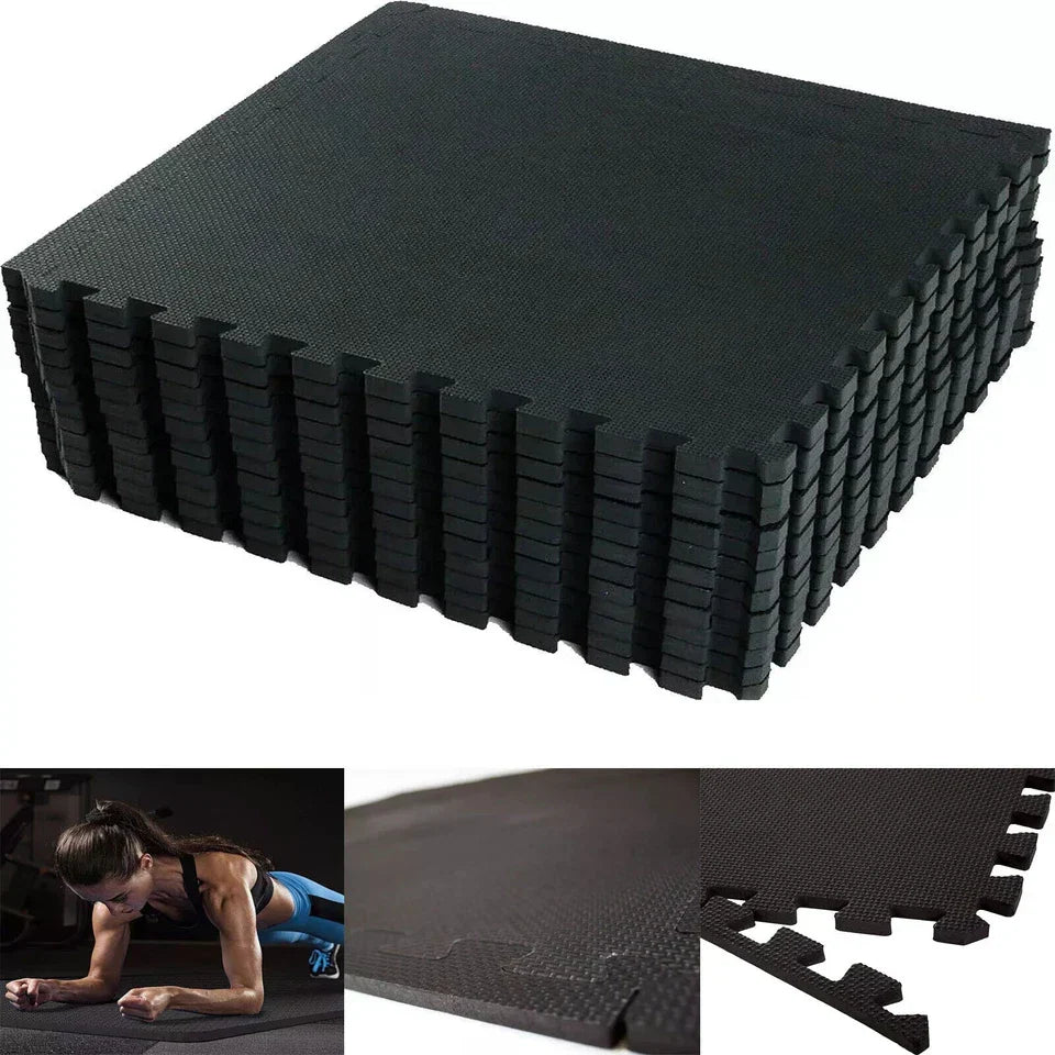 Yoga Tiles Mat Gym Thick Flooring Interlocking Floor Mats Soft Foam 60x60cm