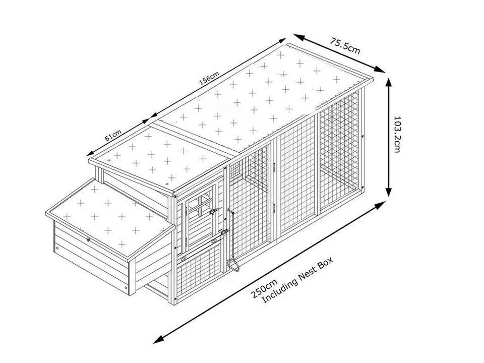 LARGE 8FT CHICKEN COOP HEN POULTRY ARK HOUSE HUTCH RUN NEST