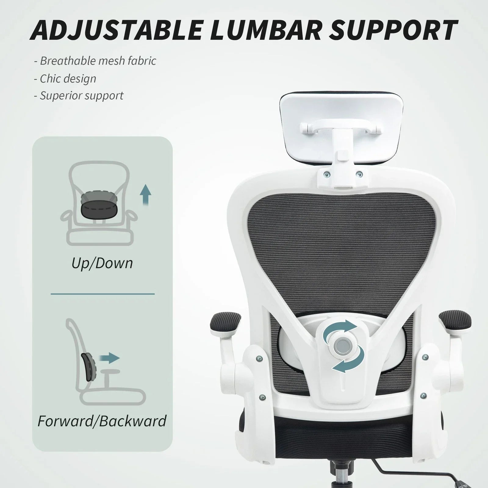 Ergonomic Mesh Office Chair with Headrest, Lumbar Support, Black