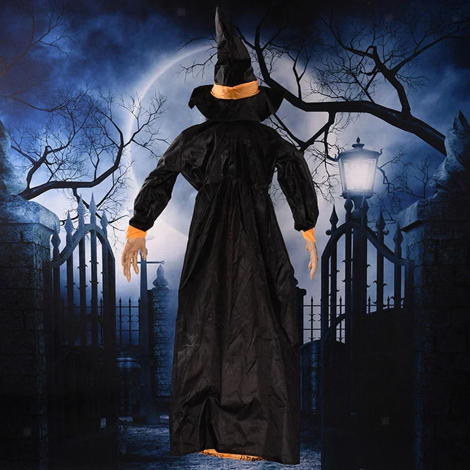 Halloween Hanging Witch Horror Witch with Red Eyes Prop Lighted Scream Witch