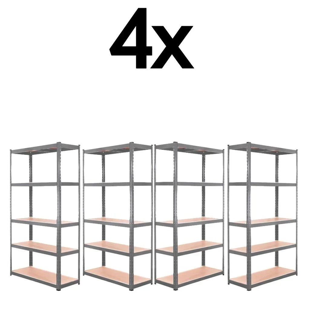 4x Metal 5 Tier Garage Shelves Shelving Unit Racking Storage 180 x 90 x 40cm