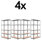 4x Metal 5 Tier Garage Shelves Shelving Unit Racking Storage 180 x 90 x 40cm