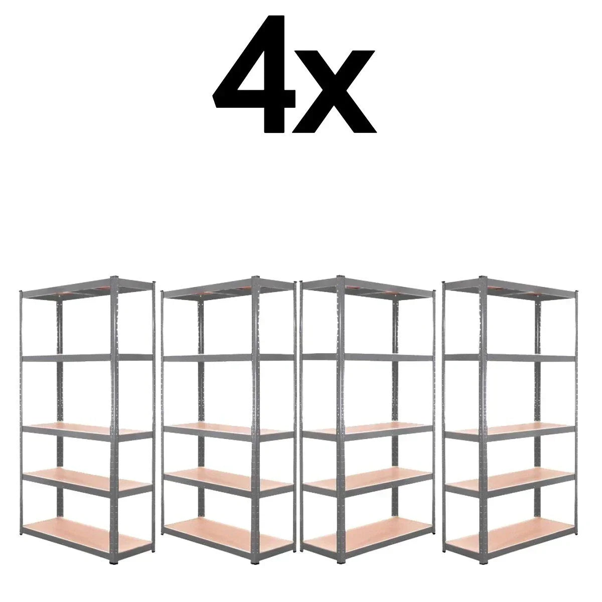 4x Metal 5 Tier Garage Shelves Shelving Unit Racking Storage 180 x 90 x 40cm