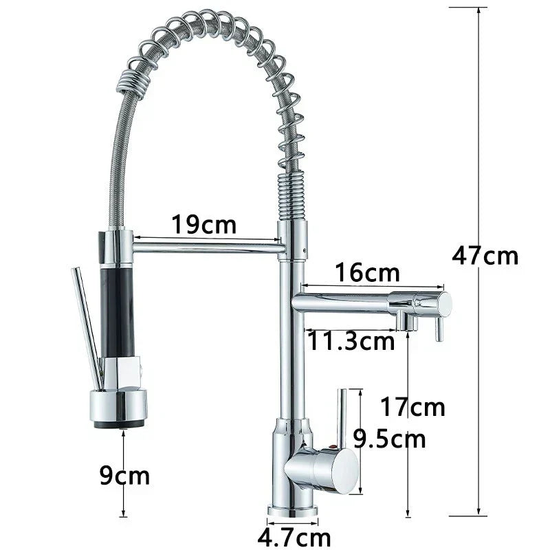 Modern Monobloc Pull Out Kitchen Mixer Tap Dual Spout Spray Single Lever Chrome