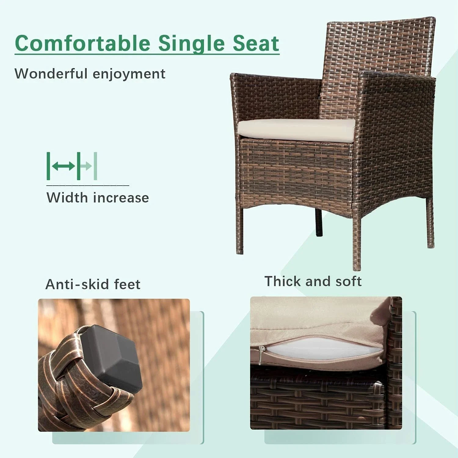 4pcs Rattan Outdoor Garden Furniture Sofa Set Table & Chairs
