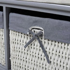 Large Shoe Storage Bench with Seat Cushion And 2 Rattan Basket Organiser Hallway