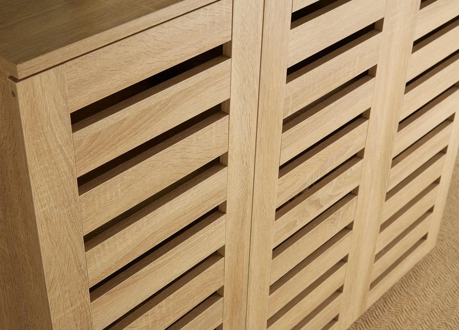 Oslo 3 Door Oak Wooden Shoe Storage Cabinet Rack