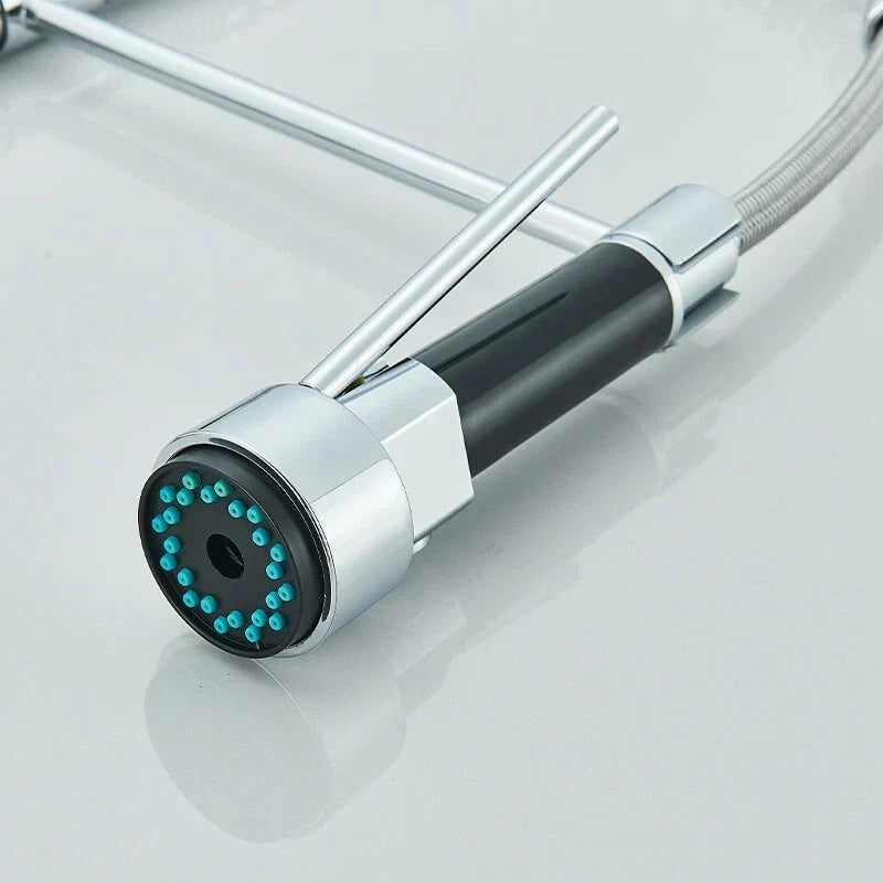Modern Monobloc Pull Out Kitchen Mixer Tap Dual Spout Spray Single Lever Chrome