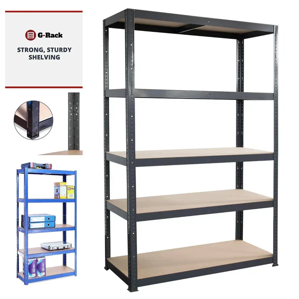 180x120x60cm Garage Shelving Units Single Bay 5 Tier Shelf Unit