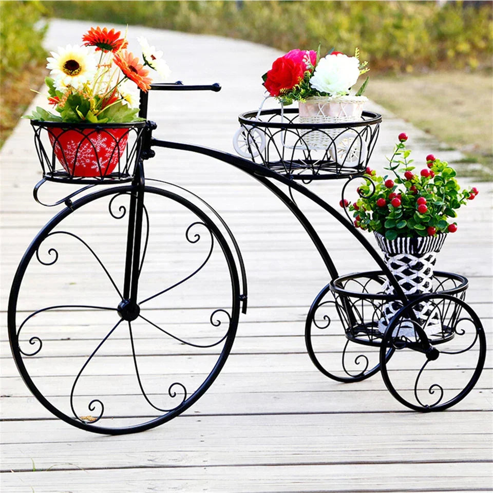 Bicycle Planter Metal Plant Stand Garden Bike Flower Pot Cart Holder Basket Deco