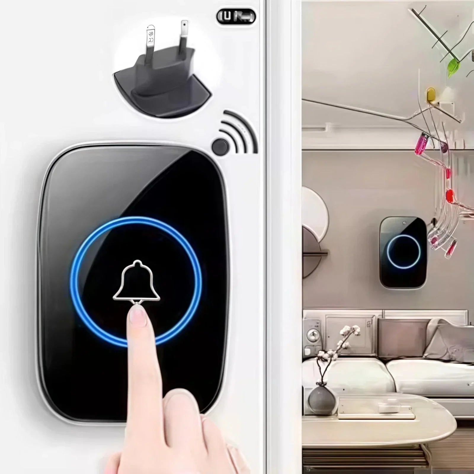Wireless Doorbell Waterproof Range Door Bells Kit Cordless Plug-in Home Office