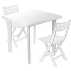 5PCs White Plastic Garden Dining Table with Chairs Set Patio Deck Outdoor Furniture