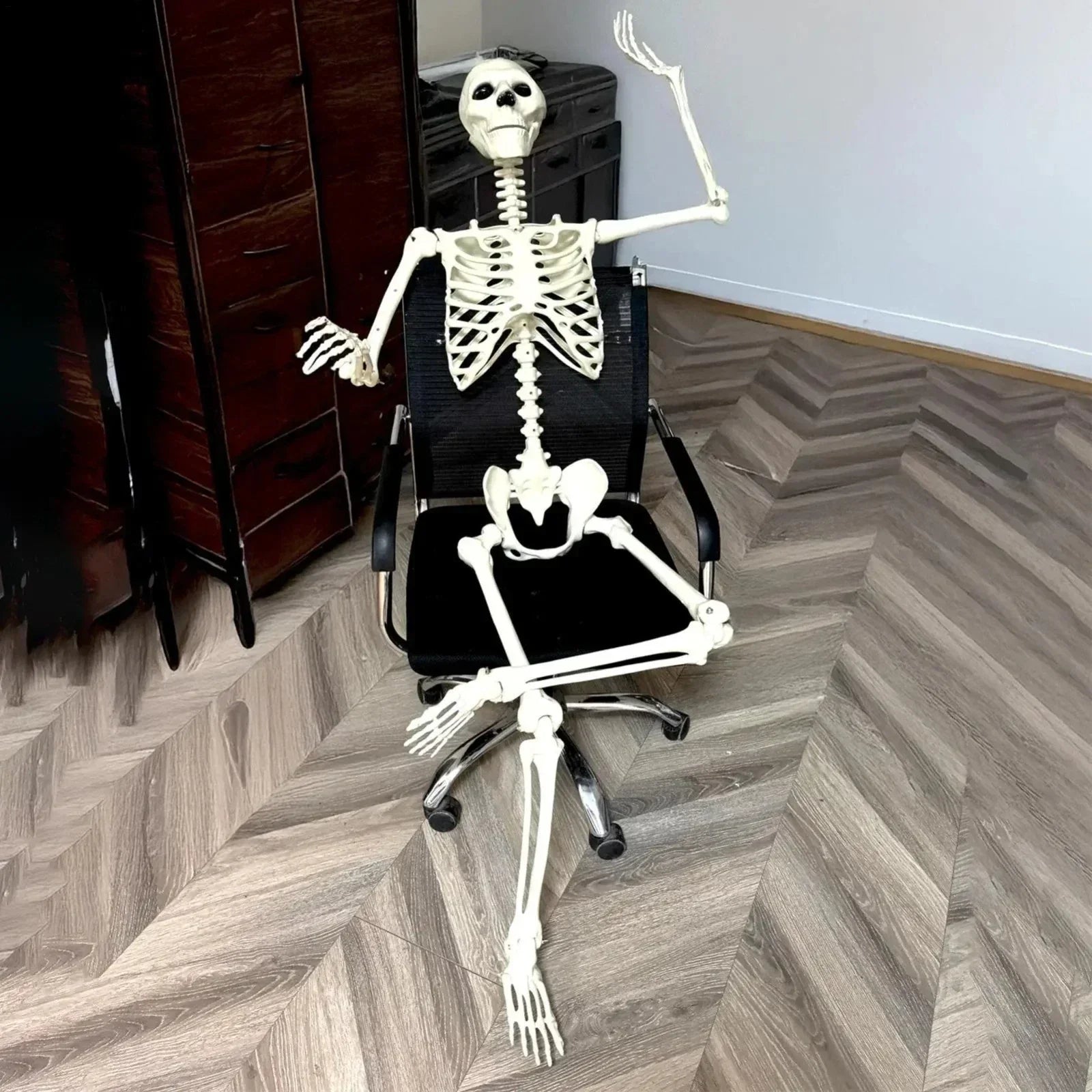 Halloween Human Skeleton Poseable Full Life Size Decoration Party Prop 90 cm