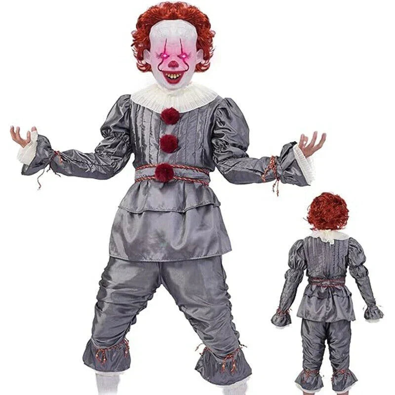 Adult Pennywise Clown Costume Halloween Cosplay Suit Outfit Fancy ( Dress Only)