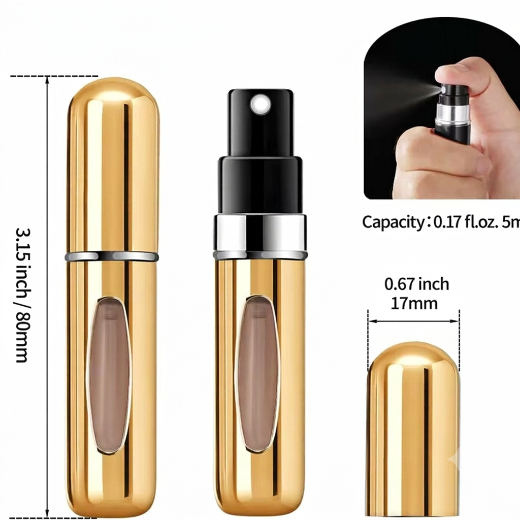 5ml Portable Perfume Atomizer Refillable Spray Bottle | Travel Mini Fragrance Container