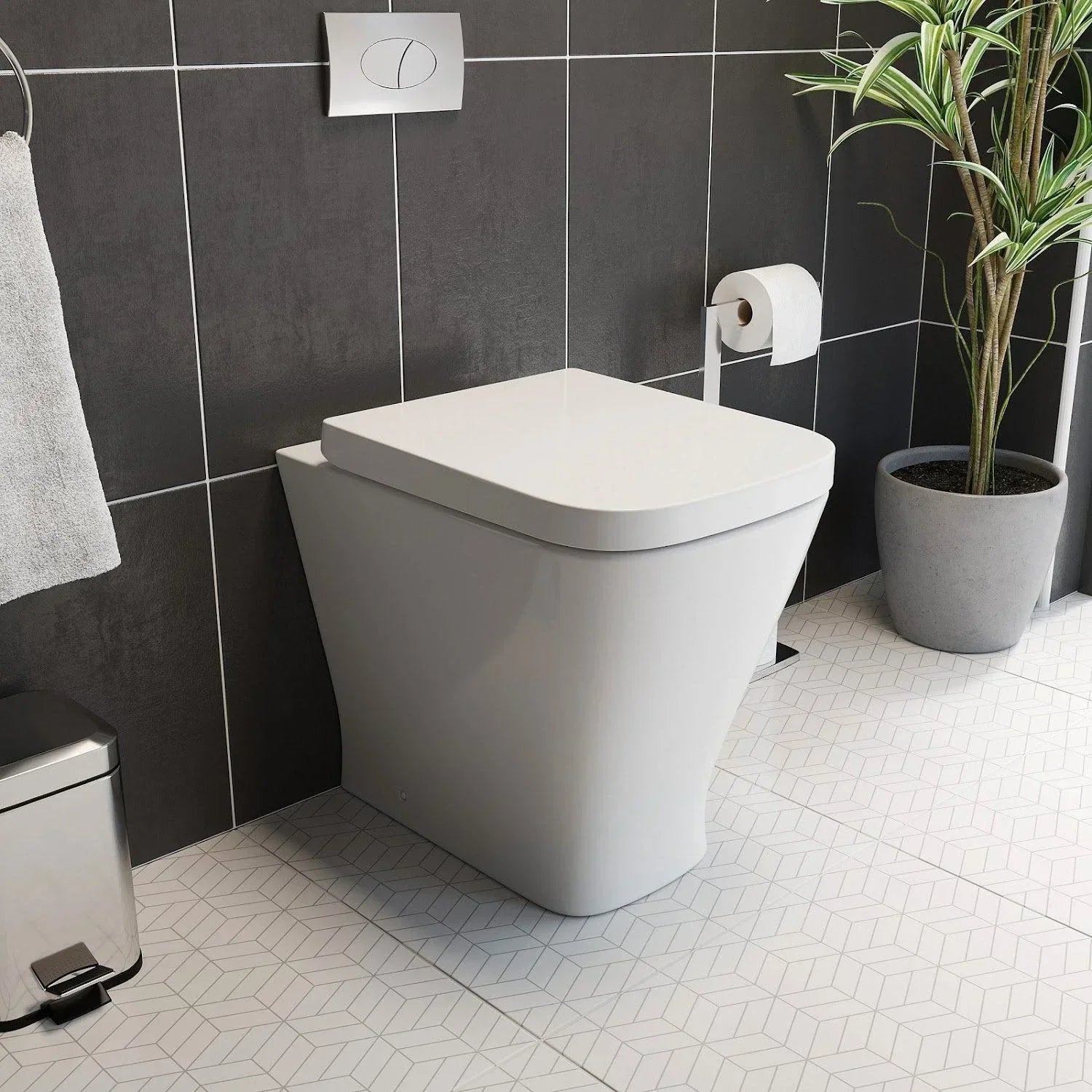 500mm Bathroom Toilet Soft Close Seat Back To Wall Cistern Furniture Unit White