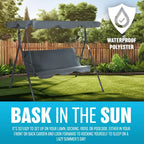 3 SEATER GARDEN SWING CHAIR SEAT HAMMOCK SWINGING METAL TERRACE CANOPY BENCH