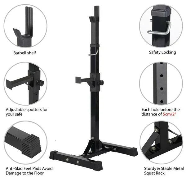Squat Racks Barbell Rack Stand Adjustable Olympic Weight Bench Press Home Gym