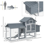 PawHut Chicken Coop Hen Cage Small Animal Hutch Nesting Box Outdoor Run Grey