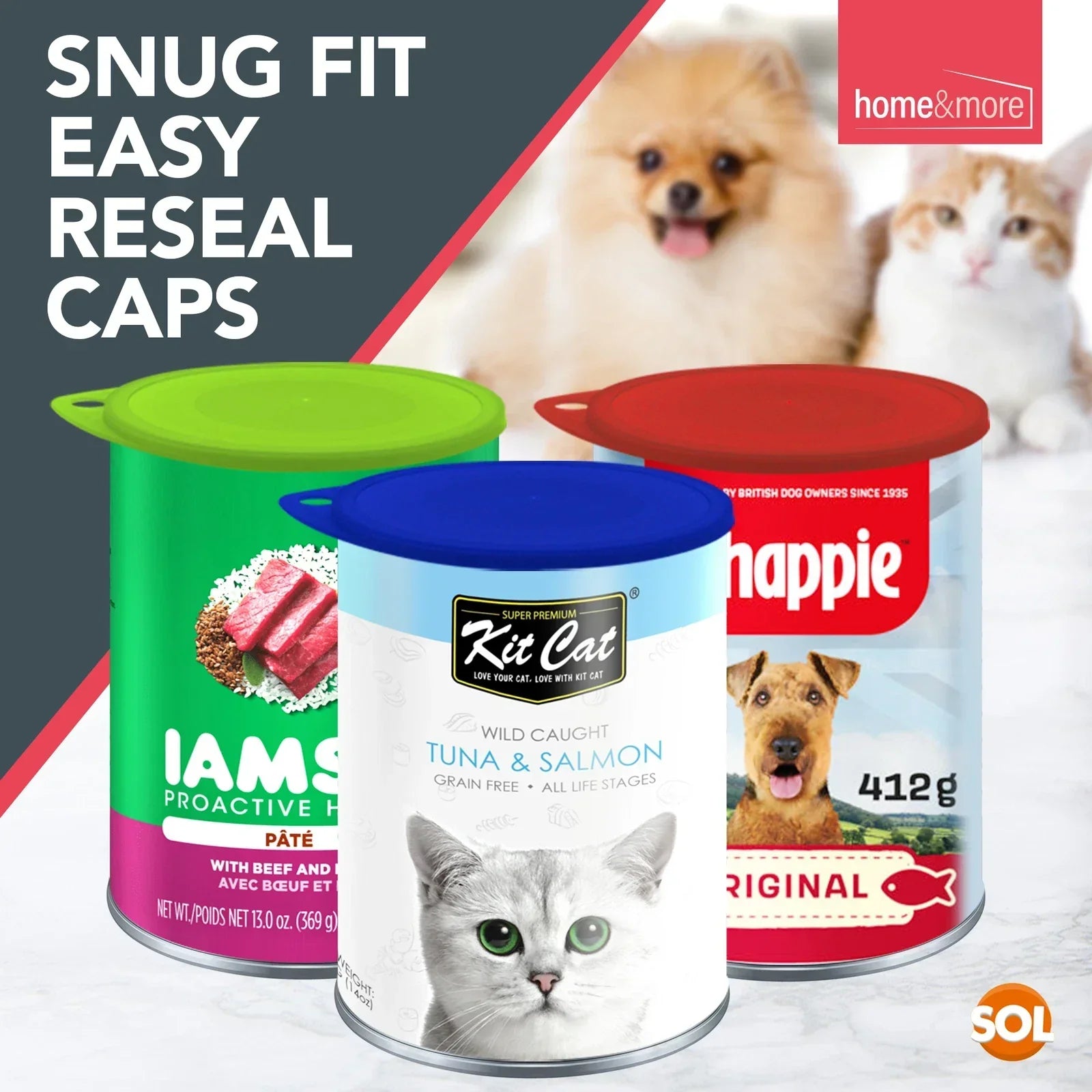 6 Plastic Can Lids Reusable Pet Food Caps Covers Dog Cat Tin Tops Fresh Storage