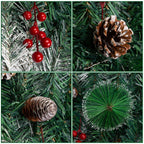 9ft Christmas Garland Snow Flocked With Lights Pinecones Berries Wreath Bushy