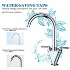 Modern Kitchen Mixer Tap Dual Lever Swivel Spout Mono Chrome Sink Taps Faucet