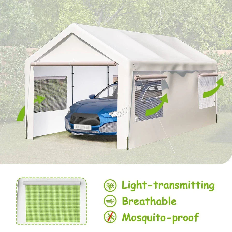 Carport 10x20ft Car Canopy Garage UV-Proof Waterproof SUV Boat Heavy Duty White